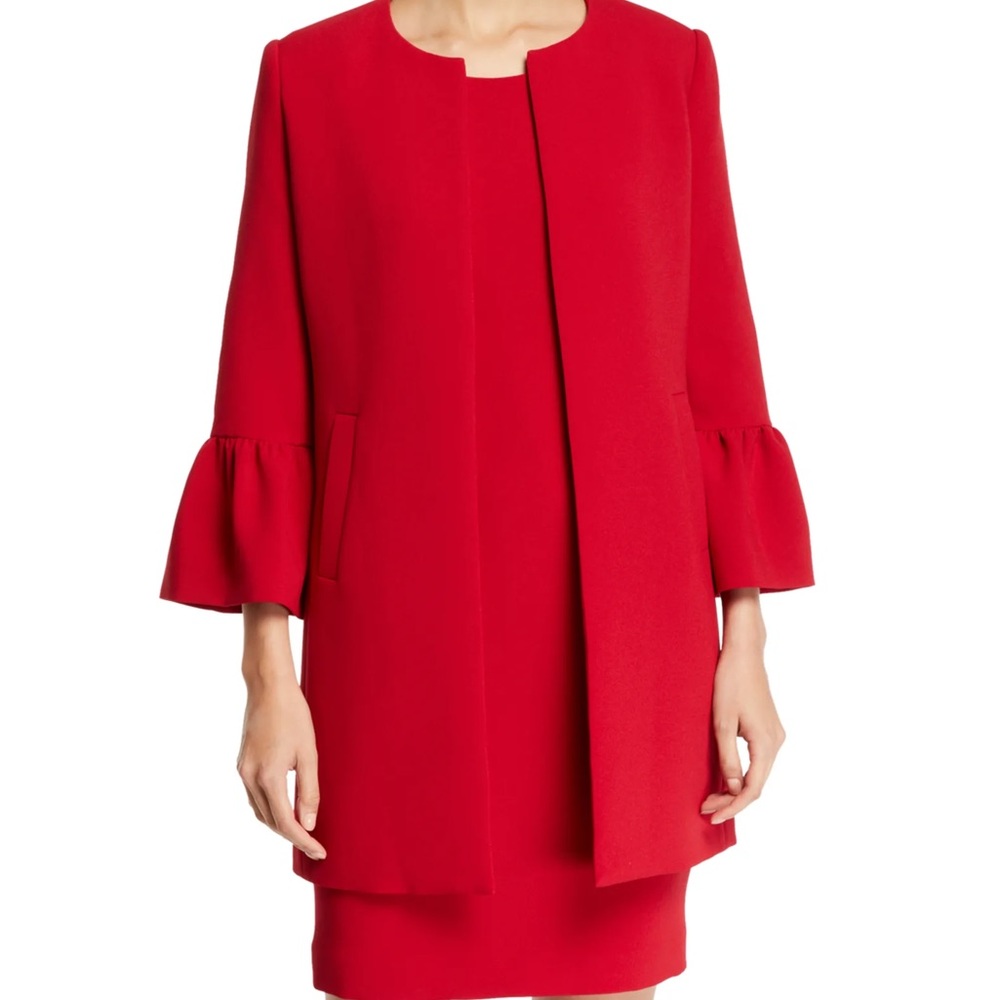 Albert Nipon Size 8 Red Dress Suit